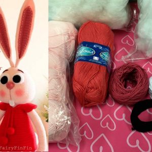 Kit amigurumi para Tejer a la Coneja Rosa de 50 Centímetros
