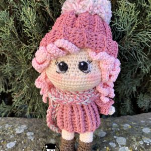 Combo con todo lo que necesitas para tejer a la MUÑECA ROSA CON GORRITO